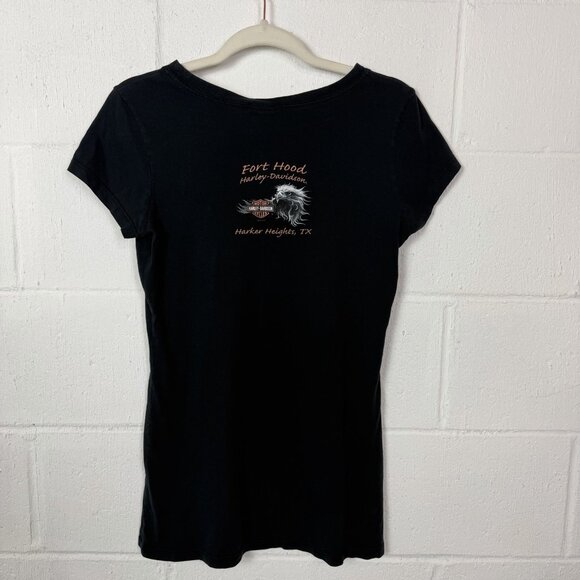 VTG Harley Davidson Womens T-Shirt Fort Hood Y2K Retro Biker Baddie Edgy Moto L - Picture 5 of 11